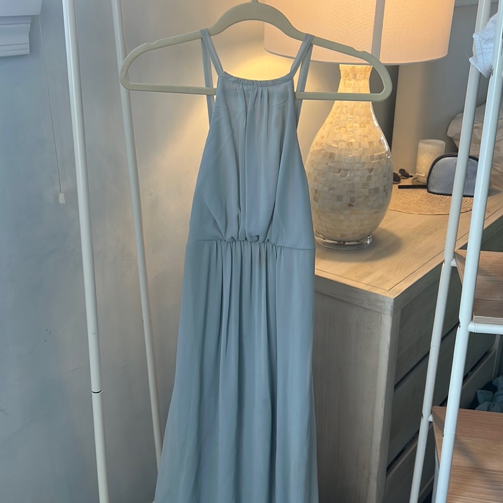 Show me your Mumu light blue maxi dress.